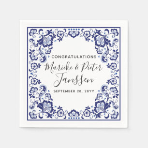 Guardanapo De Papel Comensal de casamento holandês azul de Delfts