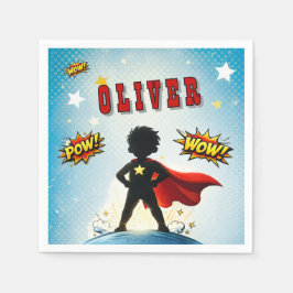 Guardanapo De Papel Comic Style Superhero Boy's Name Birthday