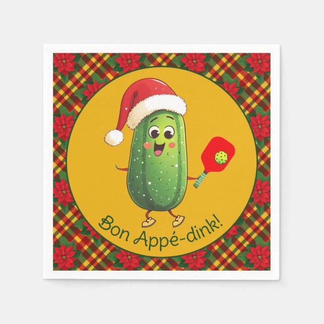 Guardanapo De Papel Comício Pickleball de Papais noeis de texto person (Frente)