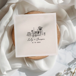 Guardanapo De Papel Comida de Casamento Desenhado da Mão