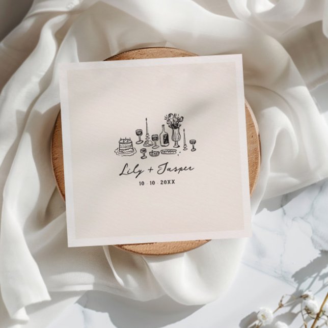 Guardanapo De Papel Comida de Casamento Desenhado da Mão (Criador carregado)