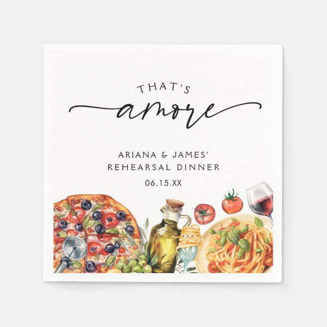 Guardanapo De Papel Comida Italiana de Aquarela que é Amore (Frente)
