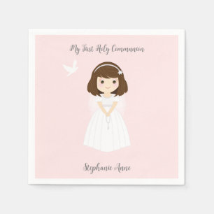 Guardanapo De Papel Communion Dove Brunette Girl