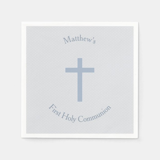 Guardanapo De Papel Communion Pastel Blue Cross (Frente)