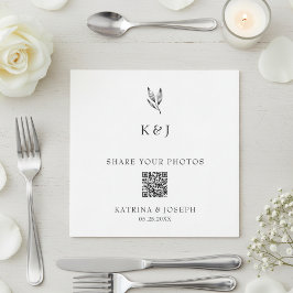Guardanapo De Papel Compartilhe seu Código QR de Fotos Casamento Botân