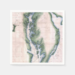 Guardanapo De Papel Compartimento do Vintage Map Chesapeake e Delaware