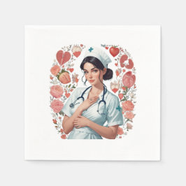 Guardanapo De Papel Compassionate Nurse – Elegant Floral Art Illustrat