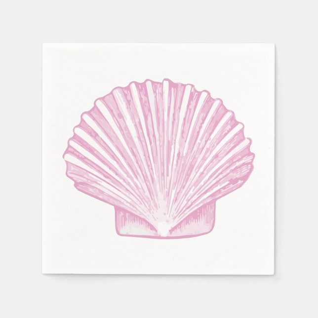 Guardanapo De Papel Concha de vieira rosa costeira (Frente)