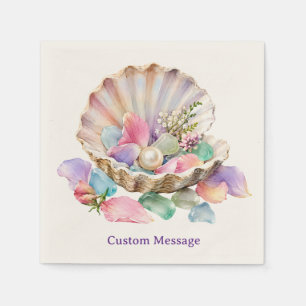 Guardanapo De Papel Concha Marinha Pérola Pastel Joia Personalizada Co