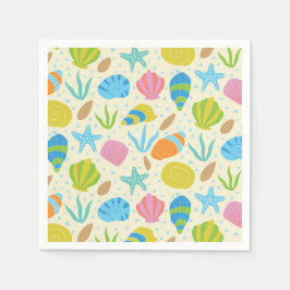 Guardanapo De Papel Conchas Coloridas e Frigorífico Padrão Costeiro