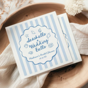 Guardanapo De Papel Conchas e Sininhos de Casamento Churrasco de Noiva
