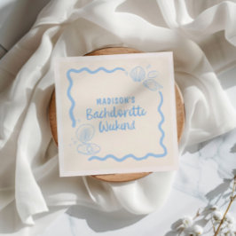 Guardanapo De Papel Conchas Marinhas e Sininhos de Casamento Azul Suav