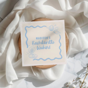 Guardanapo De Papel Conchas Marinhas e Sininhos de Casamento Azul Suav