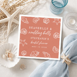 Guardanapo De Papel Conchas Marinhas & Sininhos de Casamento Chá de No