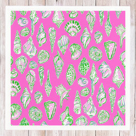 Guardanapo De Papel Conchas Preppy em Beira-Mar Rosa Vibrante