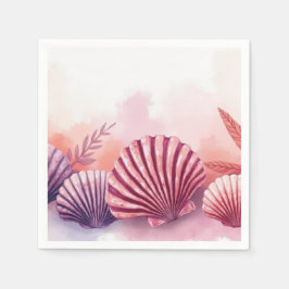 Guardanapo De Papel Conchas Rosa e Roxo 