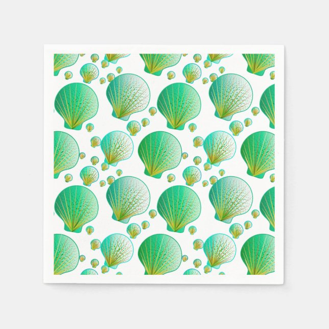 Guardanapo De Papel Conchas verdes de marisco em branco (Frente)