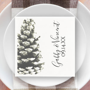 Guardanapo De Papel Cone natural do pinho no casamento branco