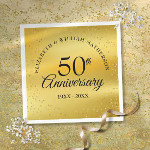 Guardanapo De Papel Confeite de pó de ouro de aniversário de 50 anos d