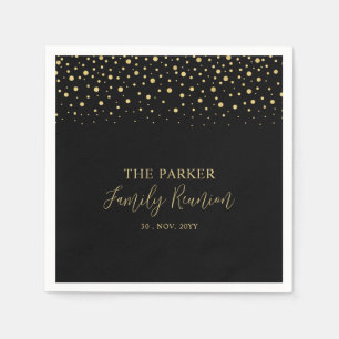 Guardanapo De Papel Confete Chic Dourado e Preto Reunião Familiar