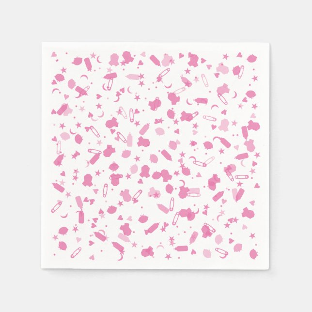 Guardanapo De Papel Confete Rosa Bebê Batismo Crisma (Frente)