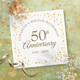 Guardanapo De Papel Confeti de Corações de Amor Dourados de Aniversári