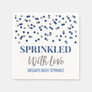 Guardanapo De Papel Confetti Azul Prateado com Amor