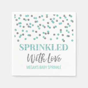 Guardanapo De Papel Confetti Azul Prateado com Amor