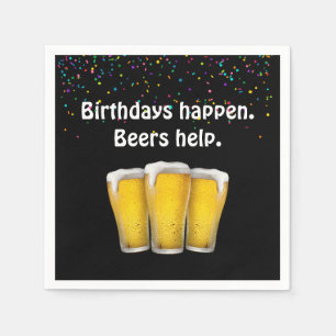 Guardanapo De Papel Confetti Birthday Beers em Black Napkins