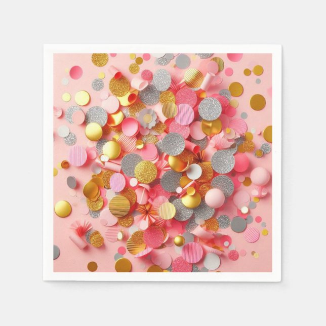 Guardanapo De Papel Confetti de festa rosa! (Frente)