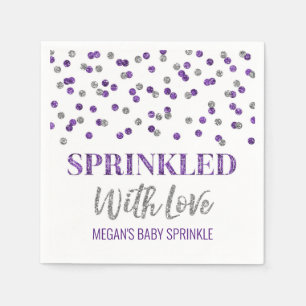 Guardanapo De Papel Confetti de Prata Roxo Espelhado com Amor
