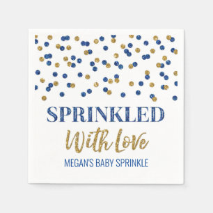 Guardanapo De Papel Confetti Dourado Azul Escuro Espelhado com Amor