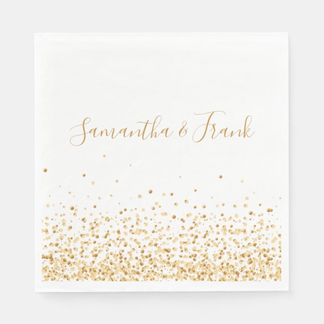 Guardanapo De Papel Confetti Dourado Elegante Personalizado (Frente)