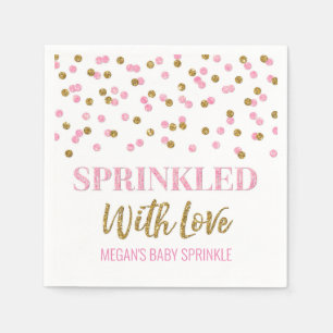Guardanapo De Papel Confetti Dourado rosa aspergido com amor