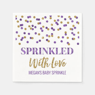 Guardanapo De Papel Confetti Dourado Roxo Espelhado com Amor