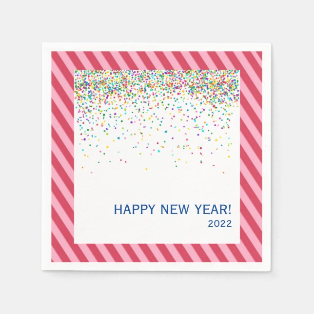 Guardanapo De Papel Confetti E Candy Cane Stripe Papel Napkin (Frente)