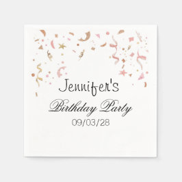 Guardanapo De Papel Confetti Glitter Dourado, Rosa e Rosa