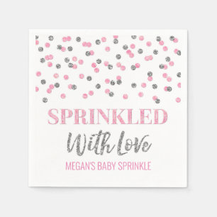 Guardanapo De Papel Confetti Prateado Rosa, Espelhado com Amor