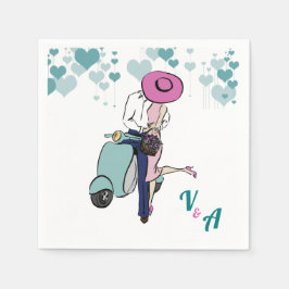 Guardanapo De Papel Configuração de Mesa Vintage Vespa Casal