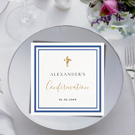 Guardanapo De Papel Confirmação da cara real azul de nome branco rapaz