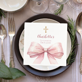 Guardanapo De Papel Confirmação da cruz de arco rosa-claro