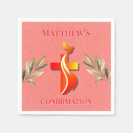 Guardanapo De Papel Confirmação de Cruz Vermelha e Amarela e de Porta