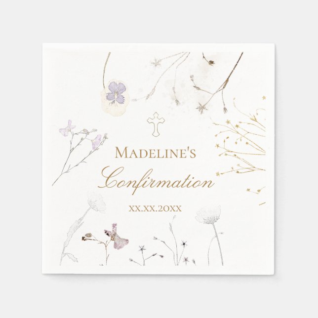Guardanapo De Papel Confirmação de flores silvestres (Frente)