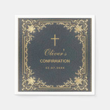 Confirmação de Menino Blue Elegant Caligrafia