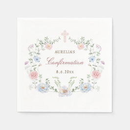 Guardanapo De Papel Confirmação de Quadro Floral Elegante