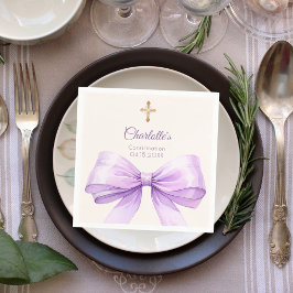 Guardanapo De Papel Confirmation lavender bow cream cross