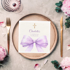 Guardanapo De Papel Confirmation lavender bow ivory cross luncheon