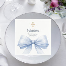 Confirmation light blue bow cross luncheon