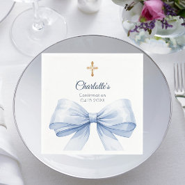 Guardanapo De Papel Confirmation light blue bow cross luncheon