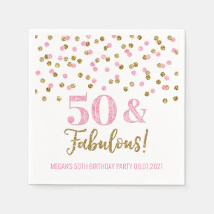 Guardanapo De Papel Conflito Dourado rosa 50 e aniversário fabuloso